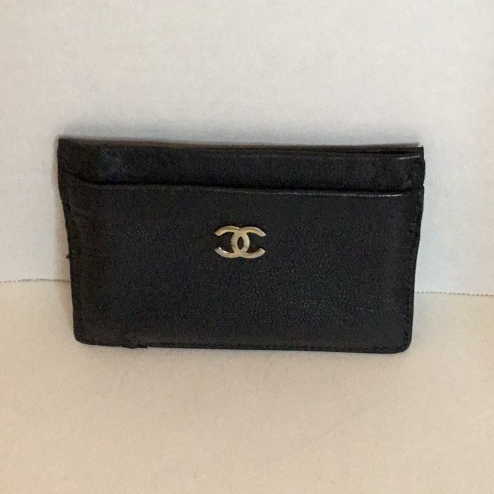 CHANEL Black Leather Card Holder